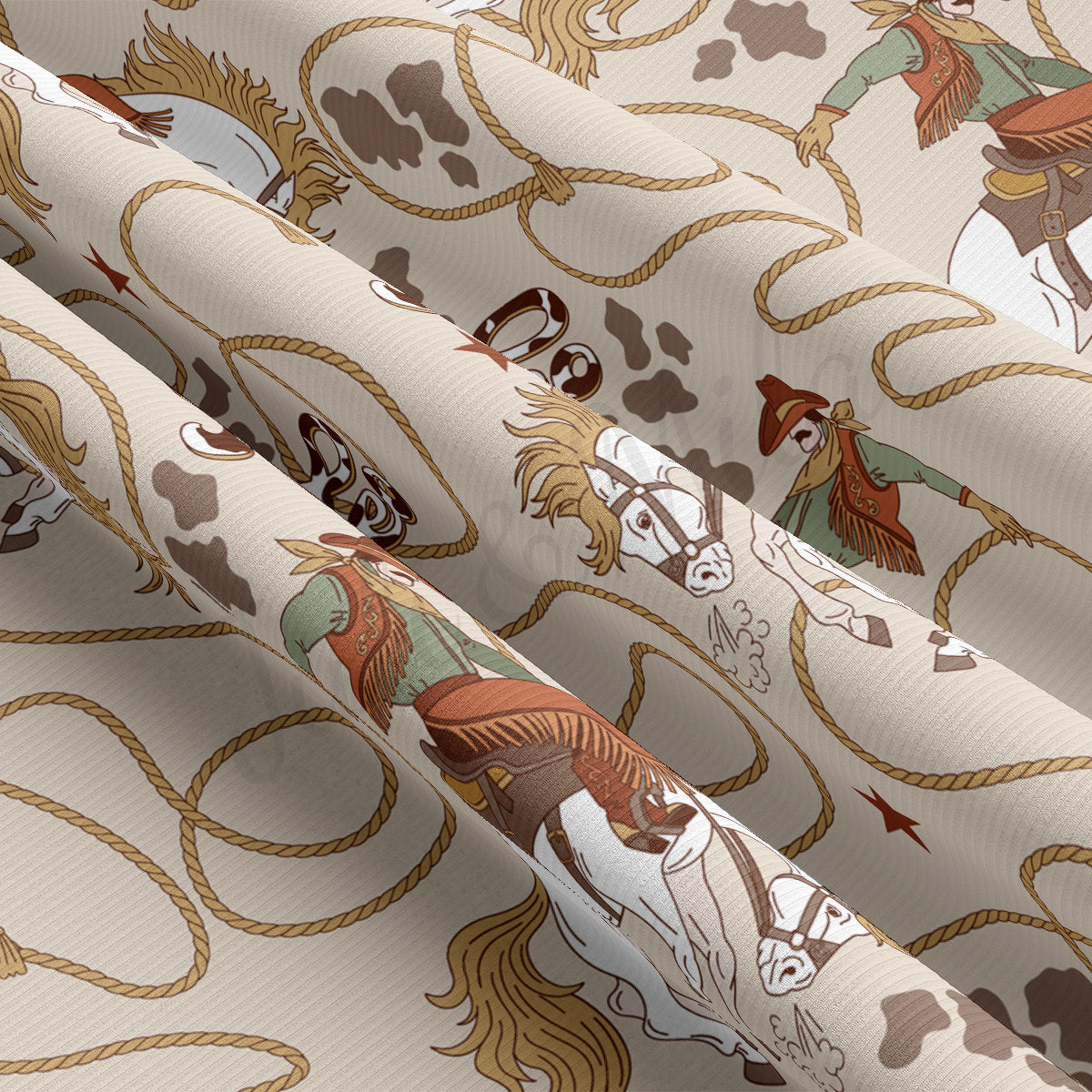 Boho Western Rib Knit Fabric by the Yard Ribbed Jersey Stretchy Soft Polyester Stretch Fabric 1 Yard RBK2197