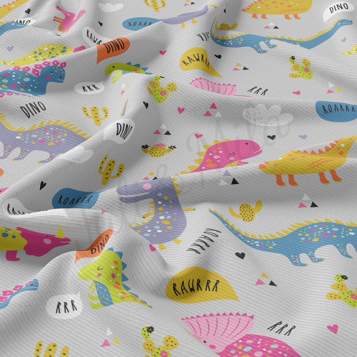Rib Knit Fabric RBK2208 Dino Dinosaur