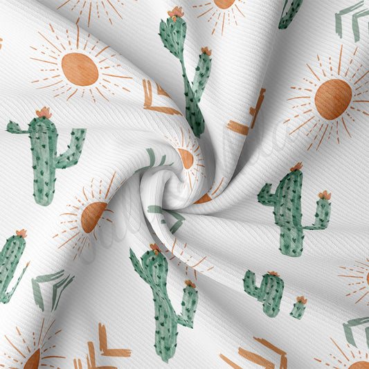 Rib Knit Fabric RBK2328 Western Boho Cactus