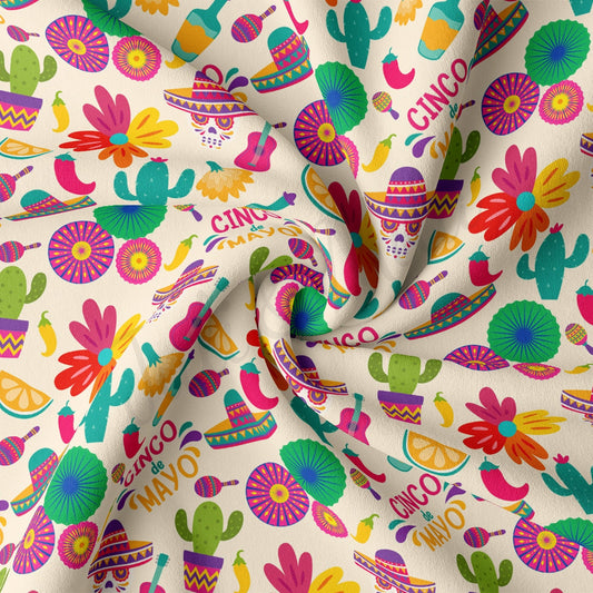DBP Fabric Double Brushed Polyester Fabric DBP2267 Cinco De Mayo