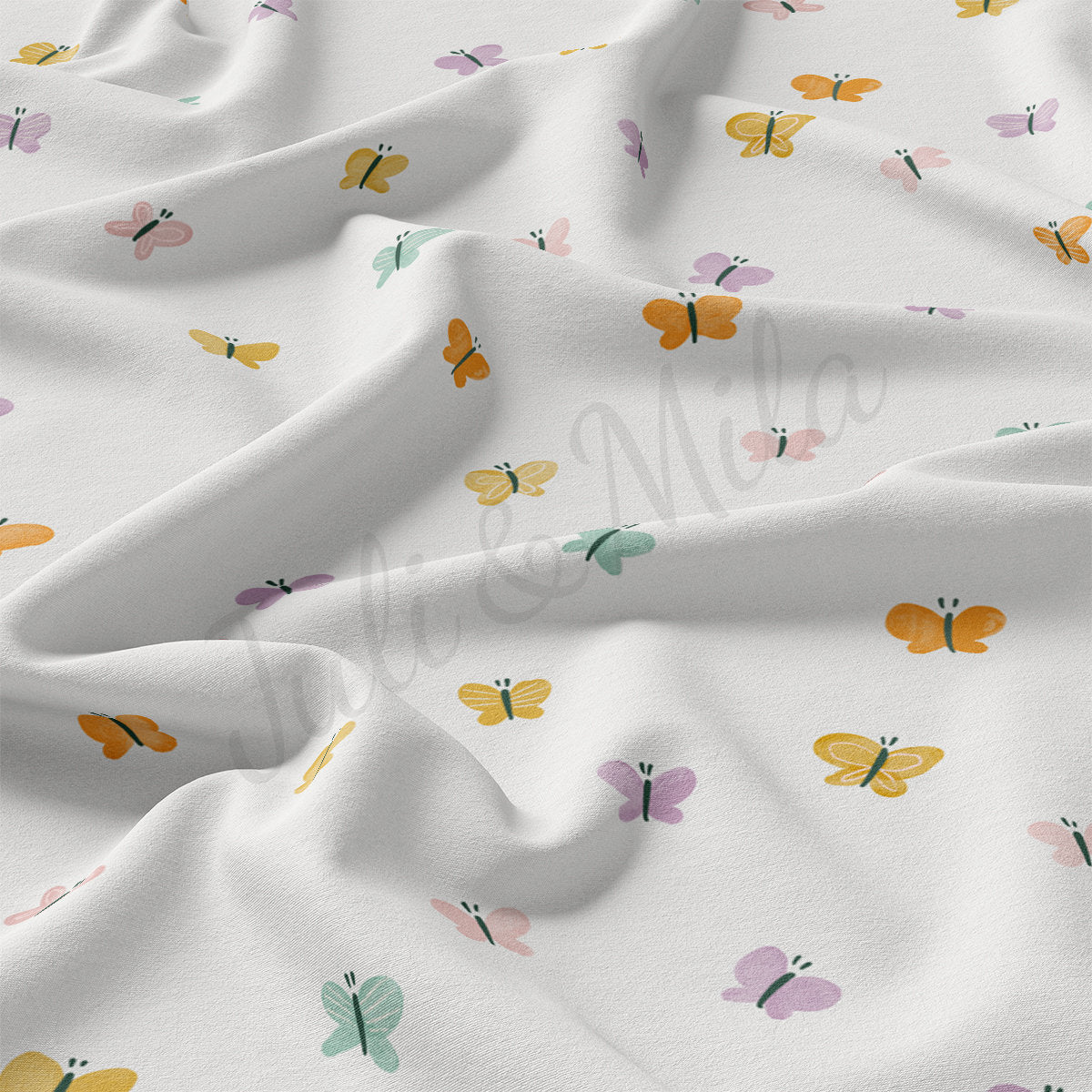 DBP Fabric Double Brushed Polyester DBP2449 Butterflies