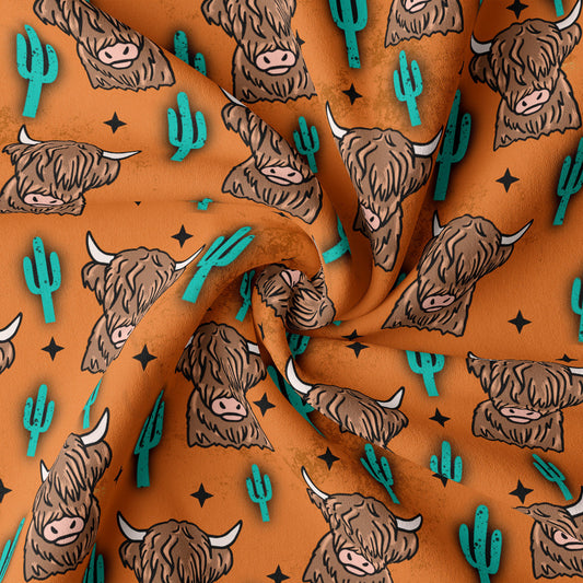 DBP Fabric Double Brushed Polyester DBP2568 Highland Cow