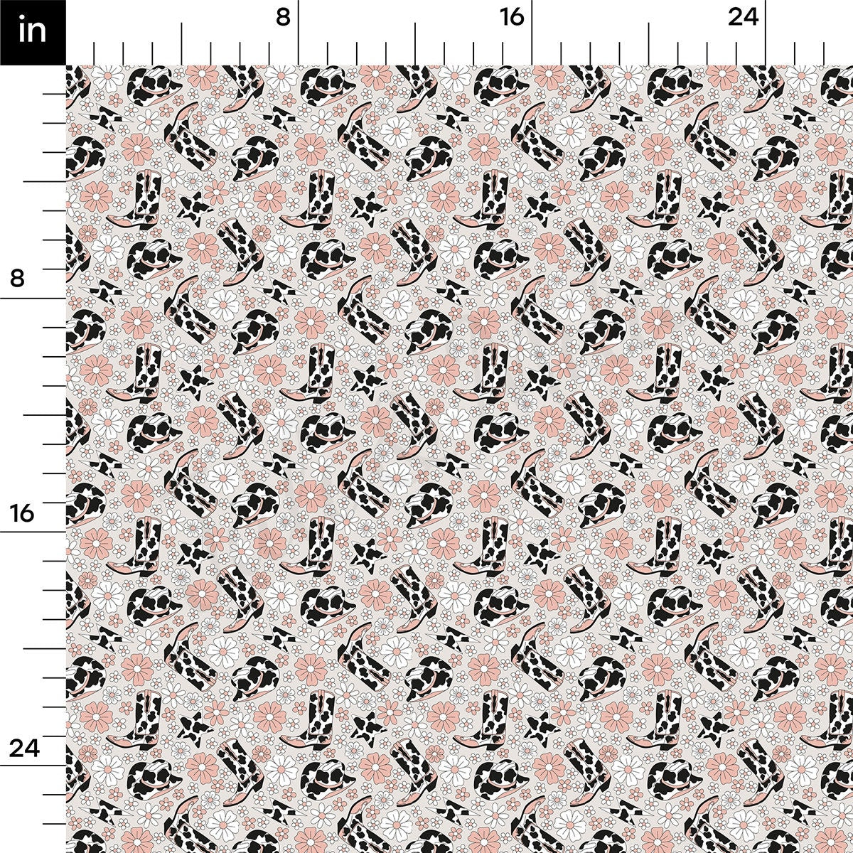 100% Cotton Fabric CTN2602 Boho Cow