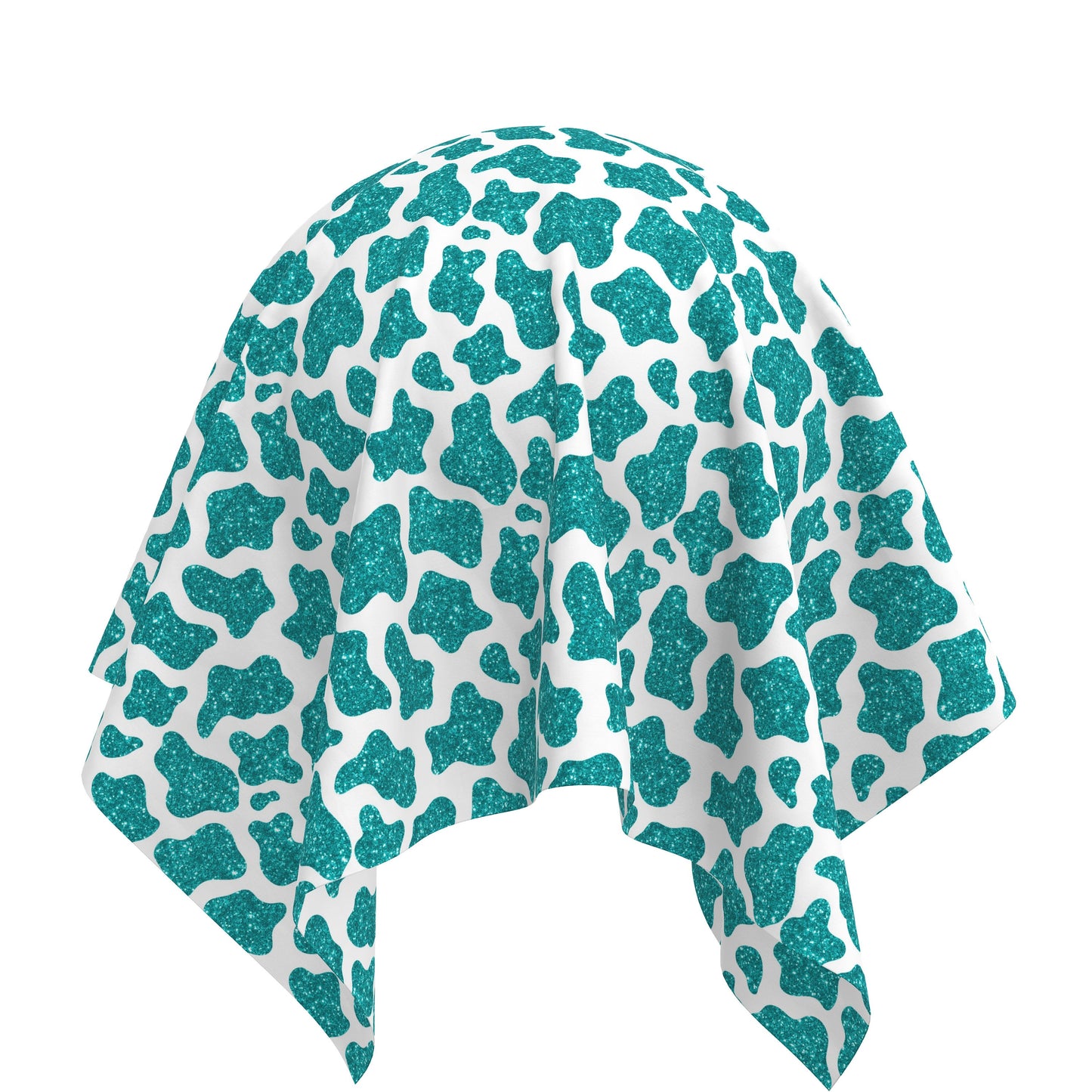 100% Cotton Fabric By the Yard Printed in USA Cotton Sateen - Cotton CTN2634 Turquoise Glitter Cow