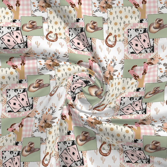 100% Cotton Fabric By the Yard Printed in USA Cotton Sateen - Cotton CTN2642 Boho Western