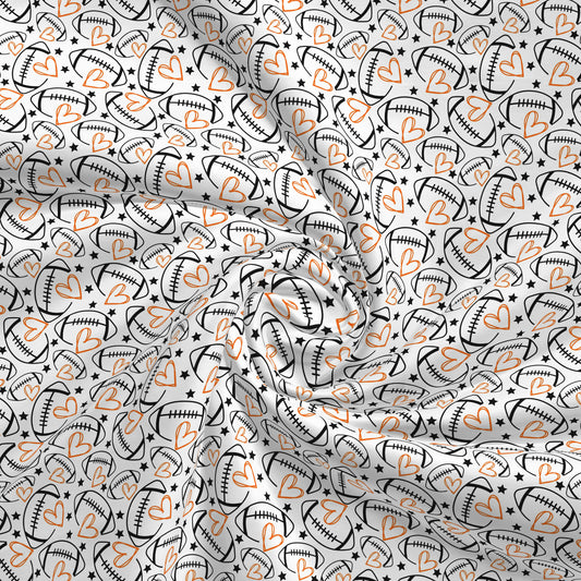 100% Cotton Fabric By the Yard Printed in USA Cotton Sateen - Cotton CTN2646 Football