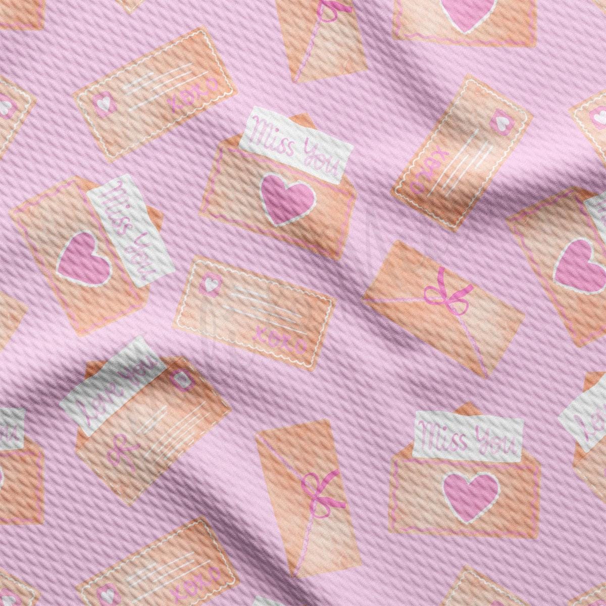 a pink background with hearts and envelopes