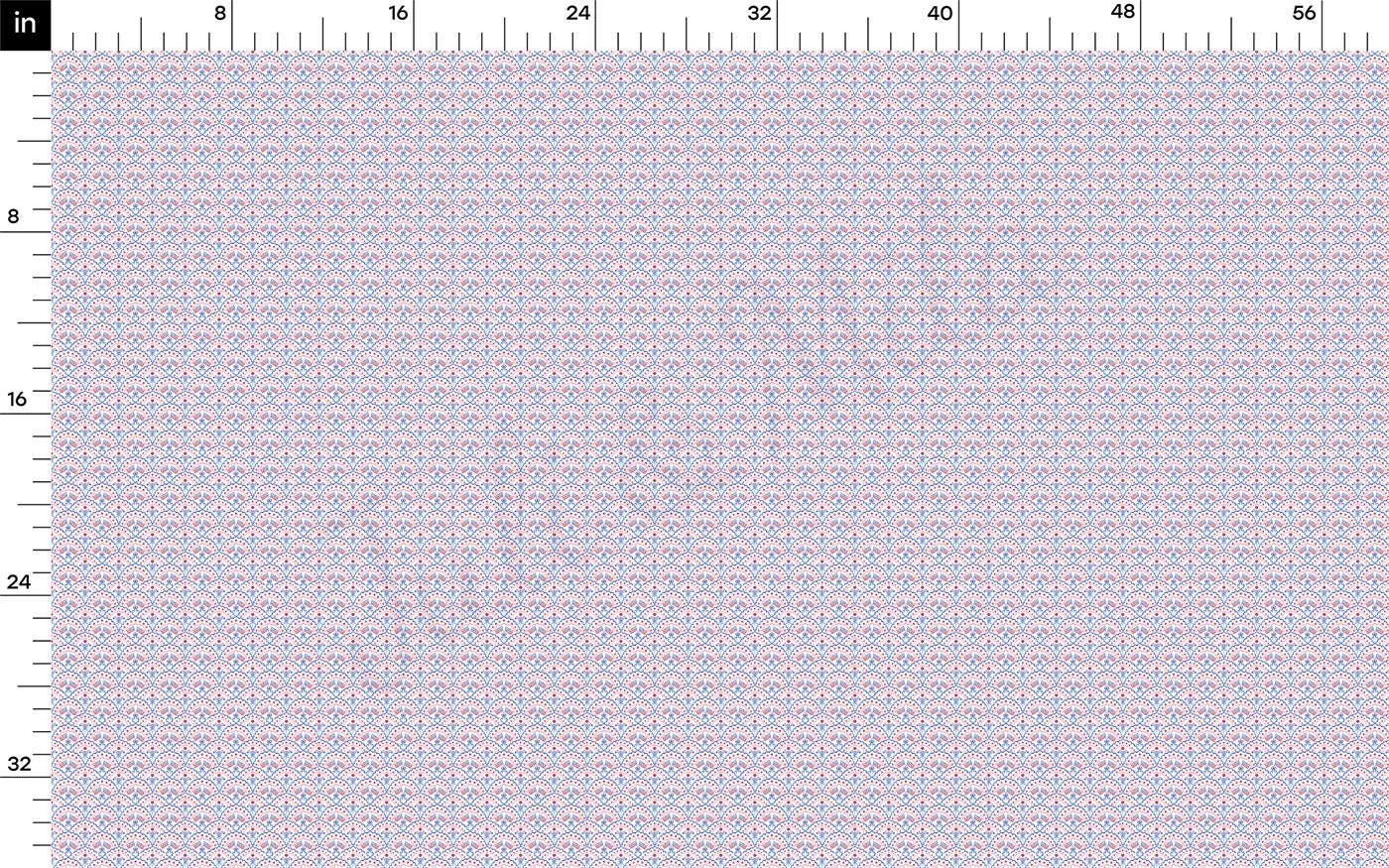 a ruler with a blue and white pattern on it