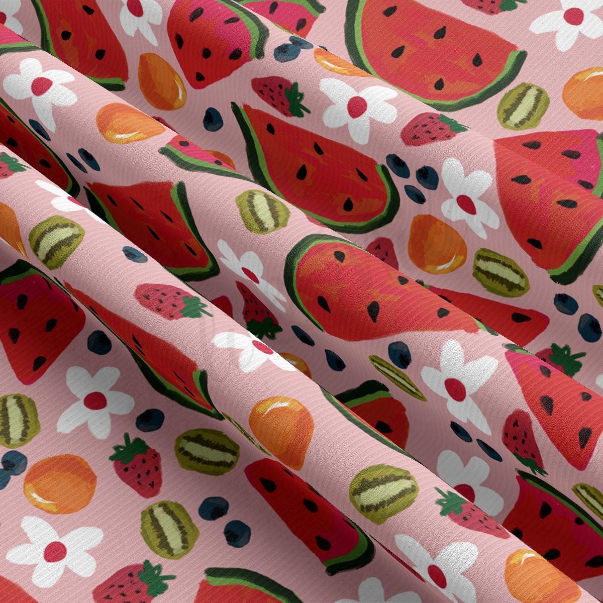 a close up of a watermelon pattern on a pink background