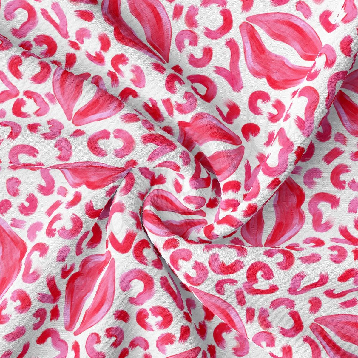 a red and white animal print fabric