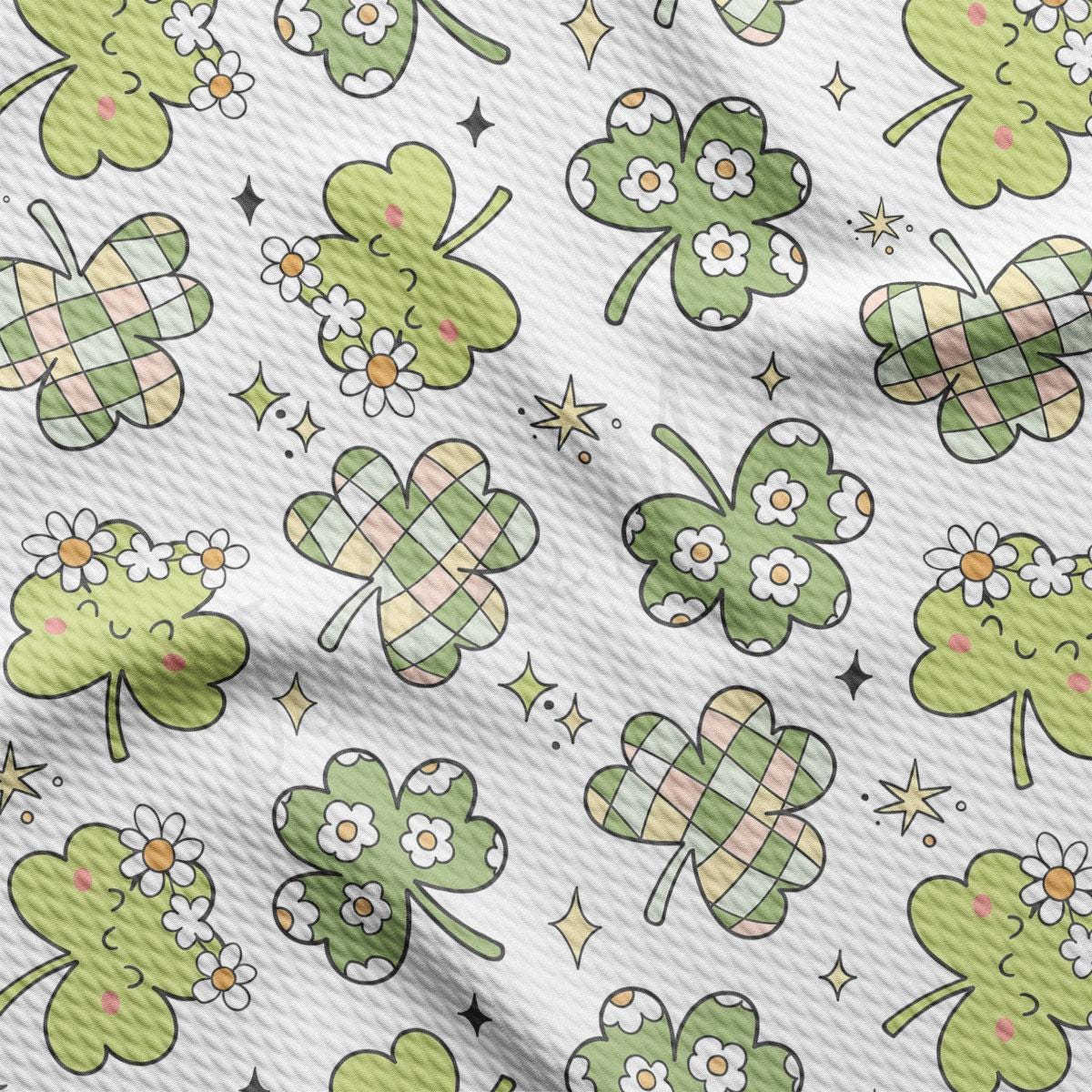 a pattern of shamrocks and clovers on a white background