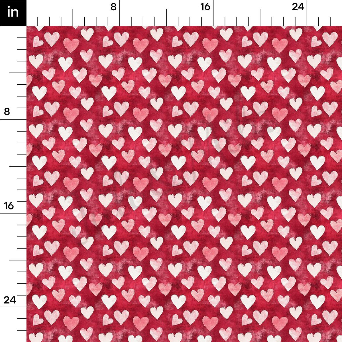 a repeating pattern of red hearts on a red background, with white hearts interspersed throughout the pattern. The pattern is composed of numerous small white hearts, creating a visually striking and vibrant design.