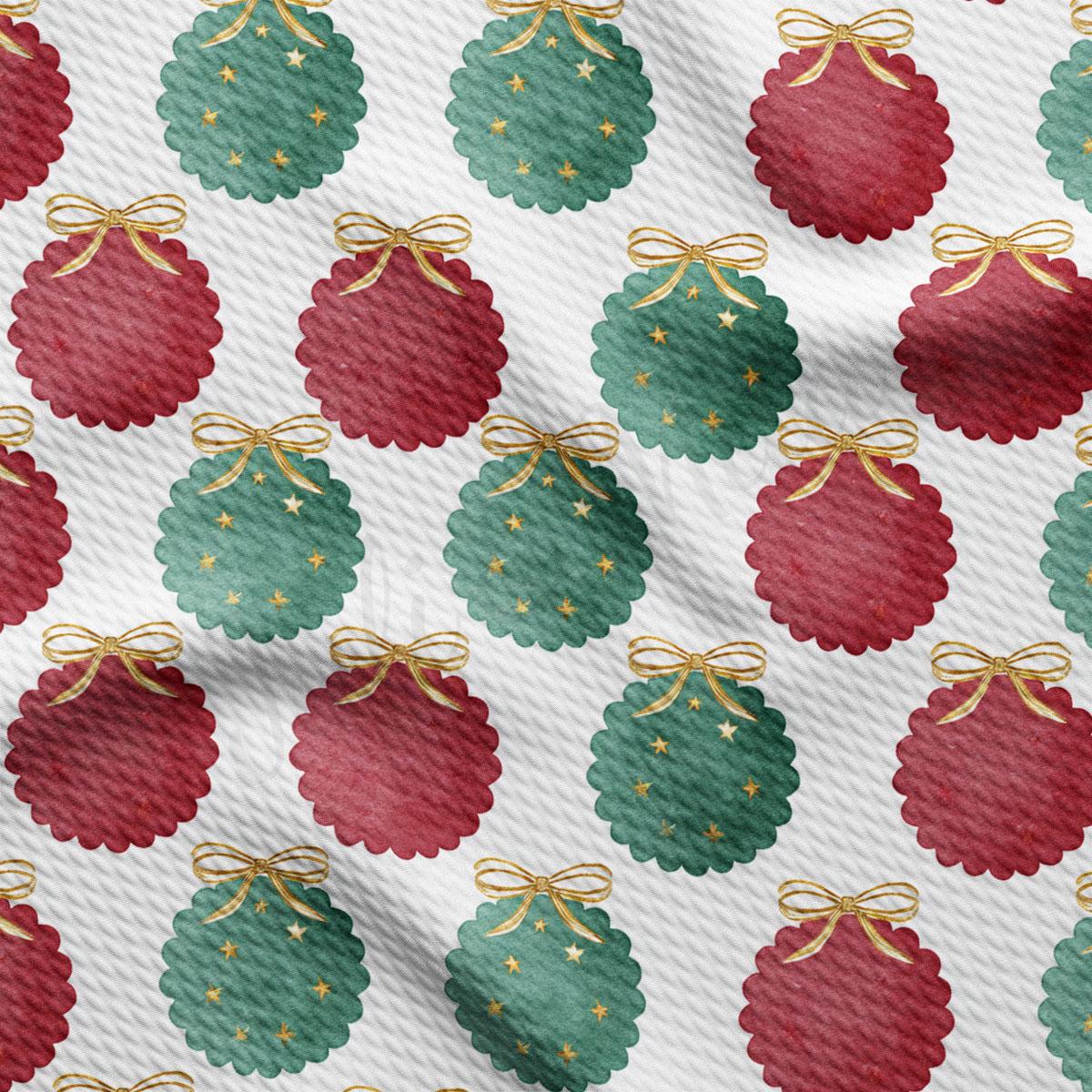 a repeating pattern of Christmas-themed balls, each adorned with a bow and stars, creating a festive and holiday-inspired design.