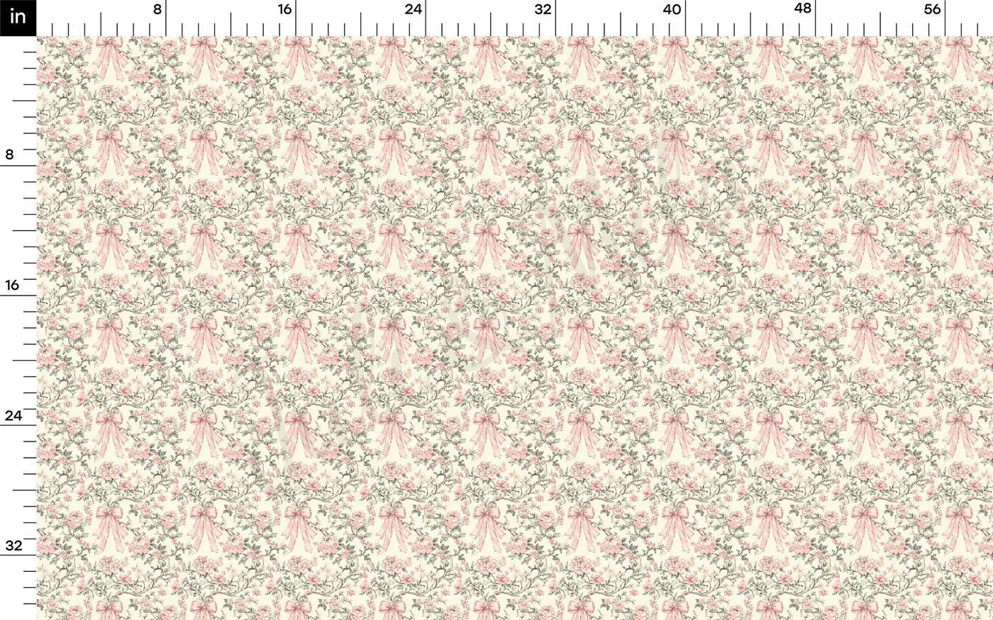 The image is a repeating pattern of pink flowers with green leaves, arranged diagonally across the frame.