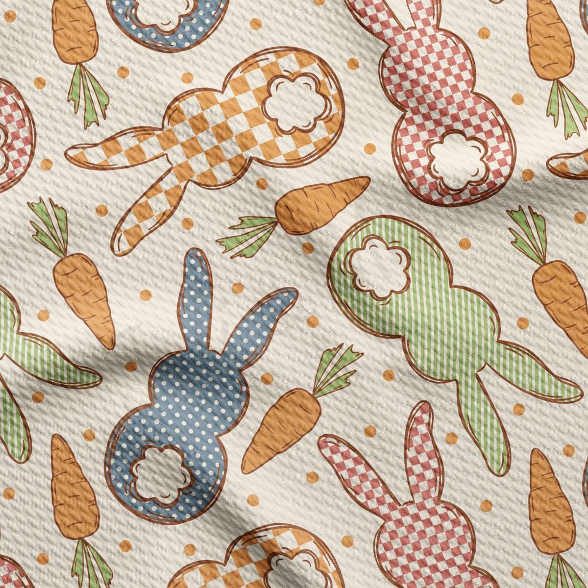 a pattern of rabbits and carrots on a white background