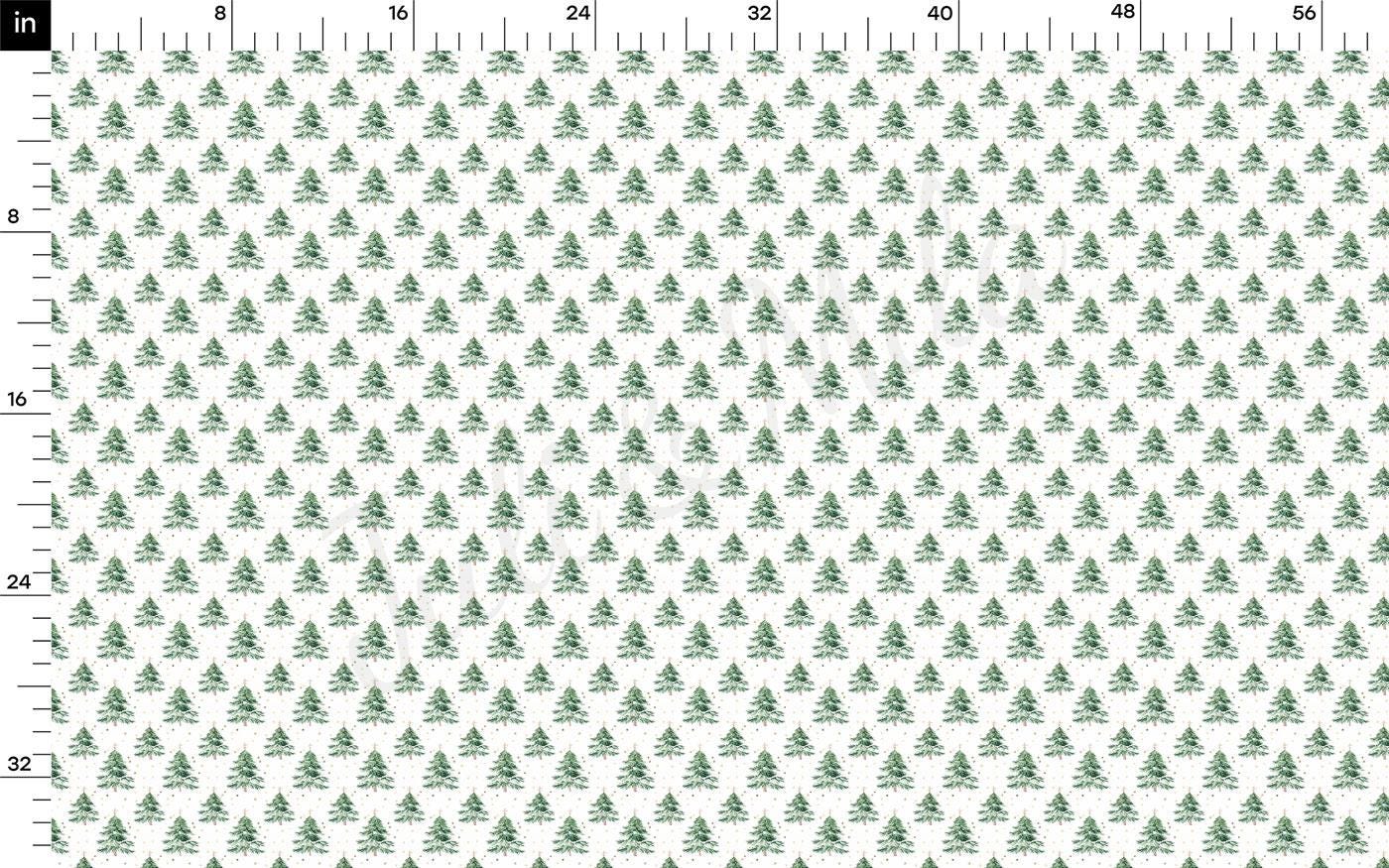 a repeating pattern of green Christmas trees on a white background.