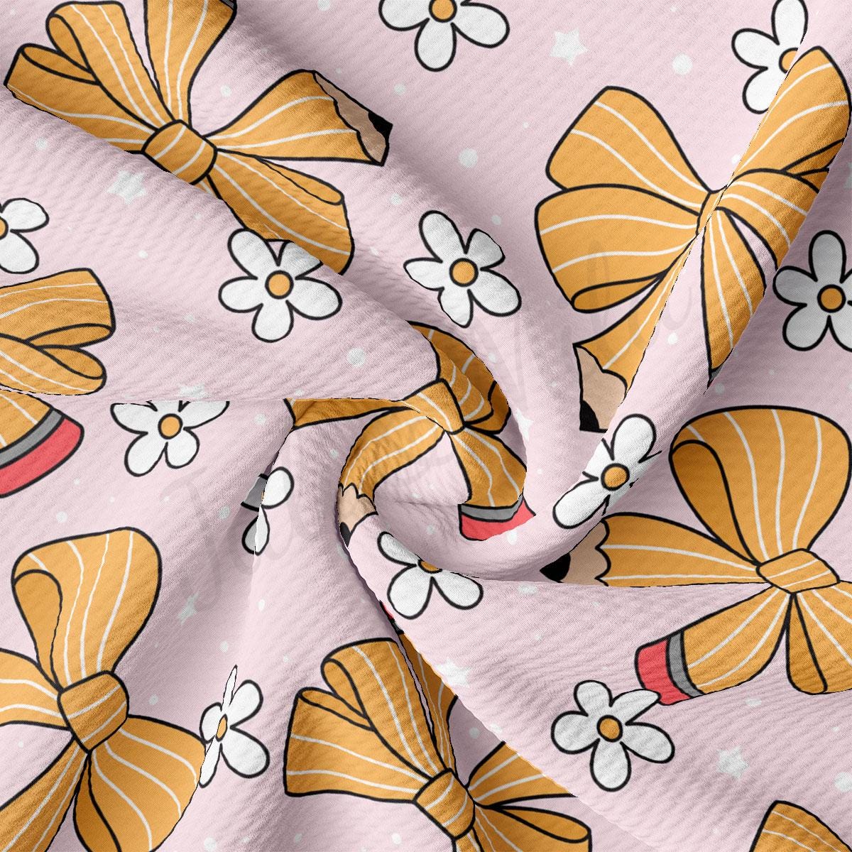 a pink background with yellow and white flowers