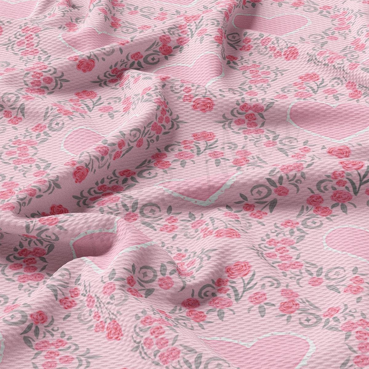 a pink and grey floral print fabric