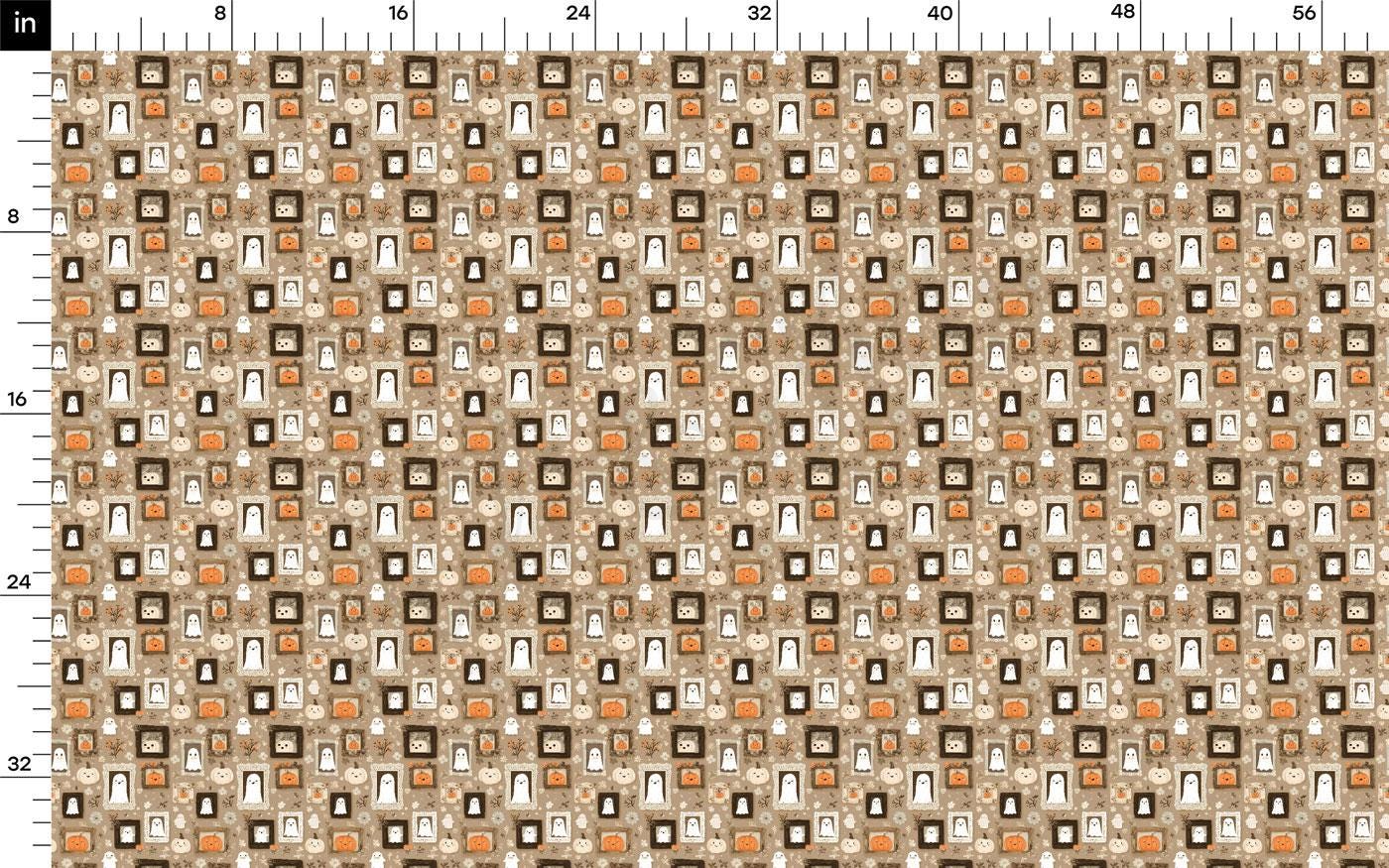 The image is a repeating pattern of various shapes and sizes, including squares, rectangles, and circles, arranged in a grid-like fashion. The pattern appears to be a fabric print or textile design, with a repeating pattern of orange, brown, and white colors. The image does not contain any text or specific details about the objects or their arrangement.