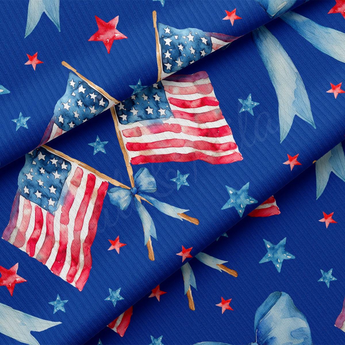 a blue background with red, white and blue stars and an american flag