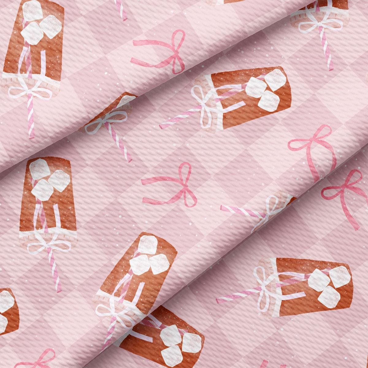 a pink background with a pattern of candy canes