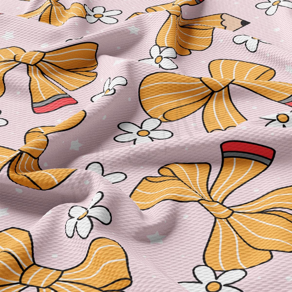 a pink background with yellow and white flowers