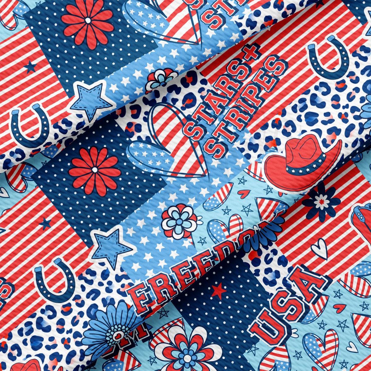 a close up of a red, white and blue fabric