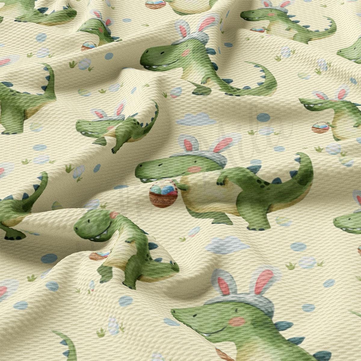a close up of a pattern of dinosaurs on a white background