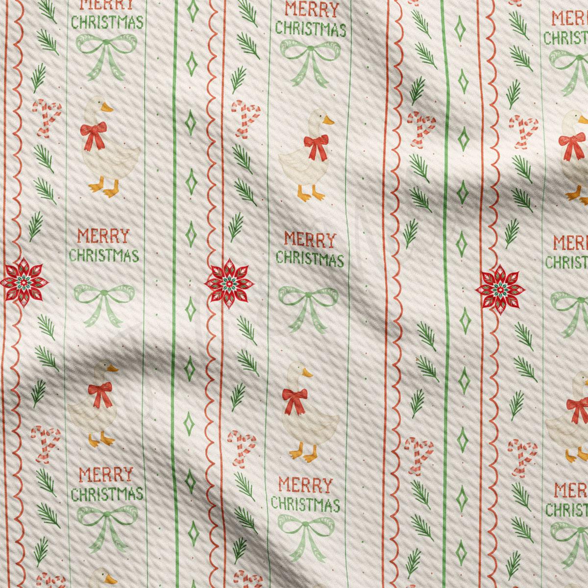 a repeating pattern of Christmas-themed elements, including a duck, a flower, and the text "Merry Christmas".