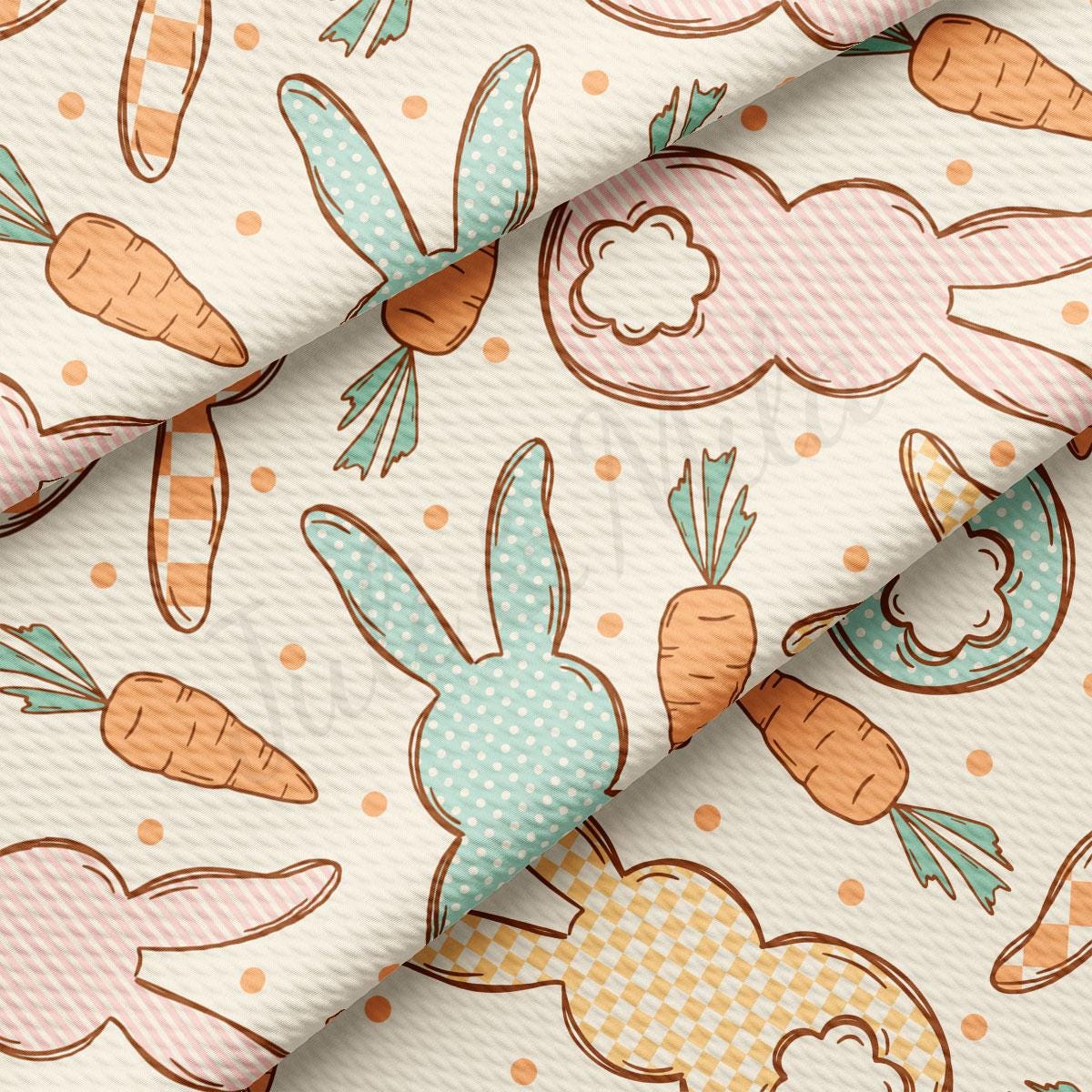 a pattern of rabbits and carrots on a white background