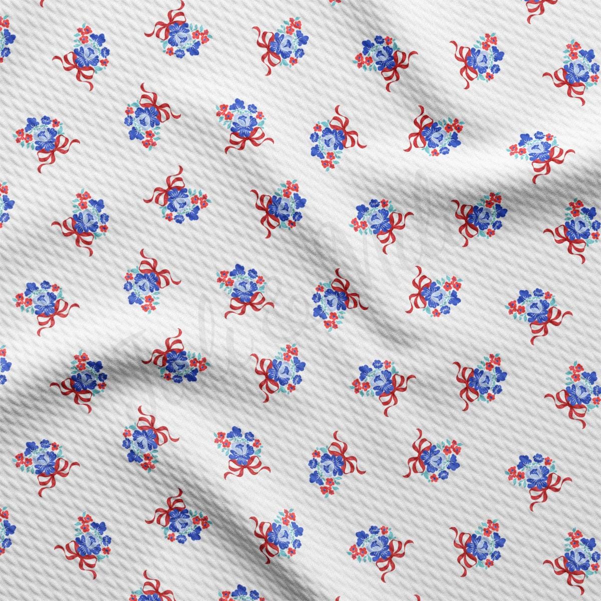 a white background with red and blue flowers on it