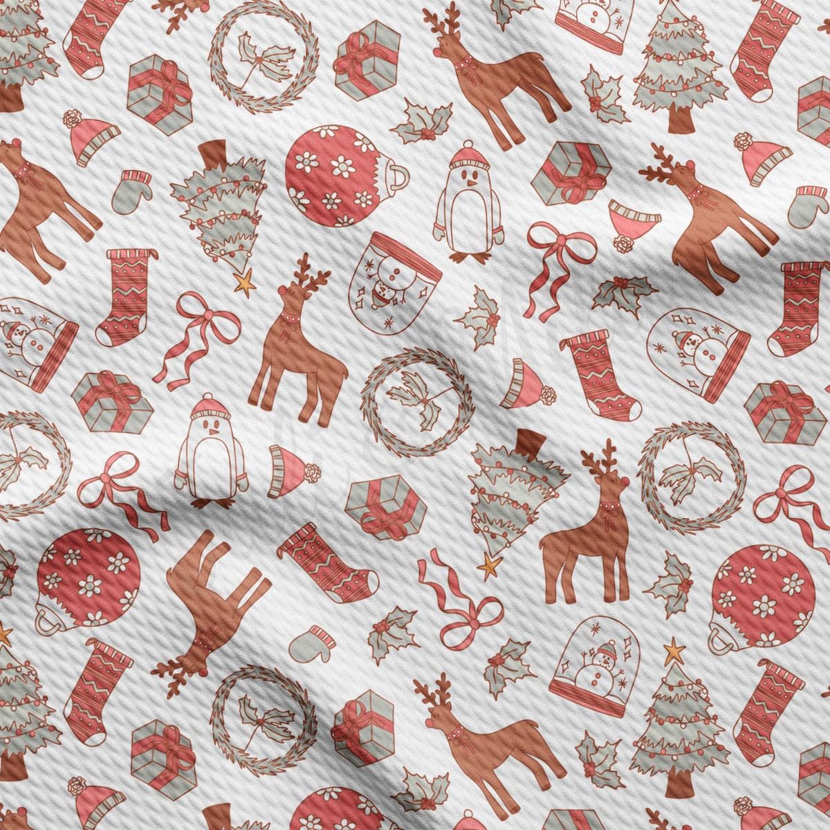 a pattern of christmas items on a white background