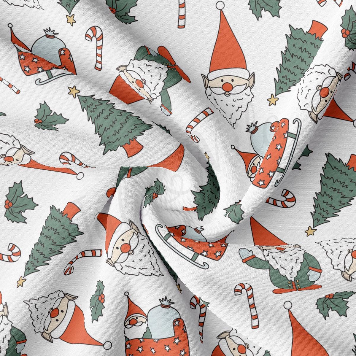 a christmas pattern with santa claus and trees on a white background