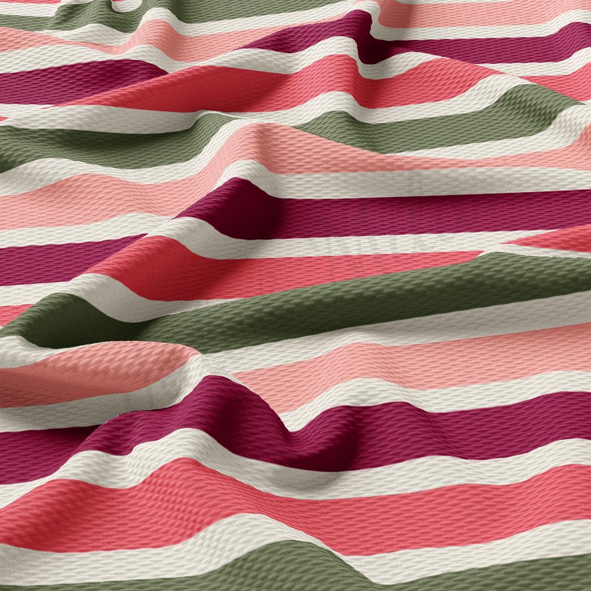 a pink, green, and white striped fabric