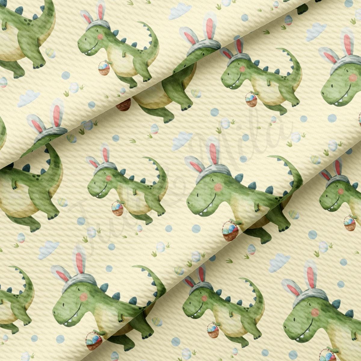 a green dinosaur with bunny ears on it&#39;s head