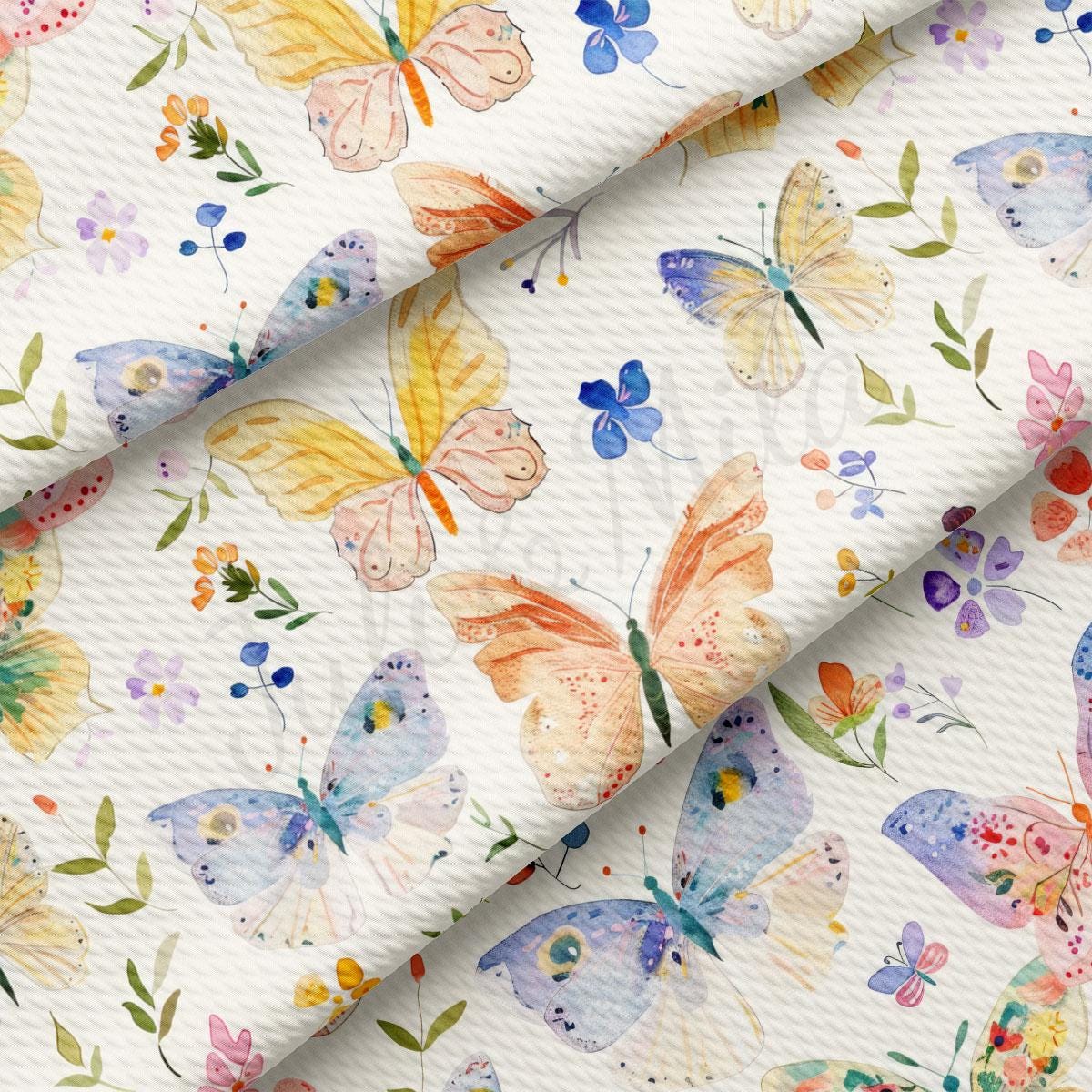a white background with colorful butterflies on it