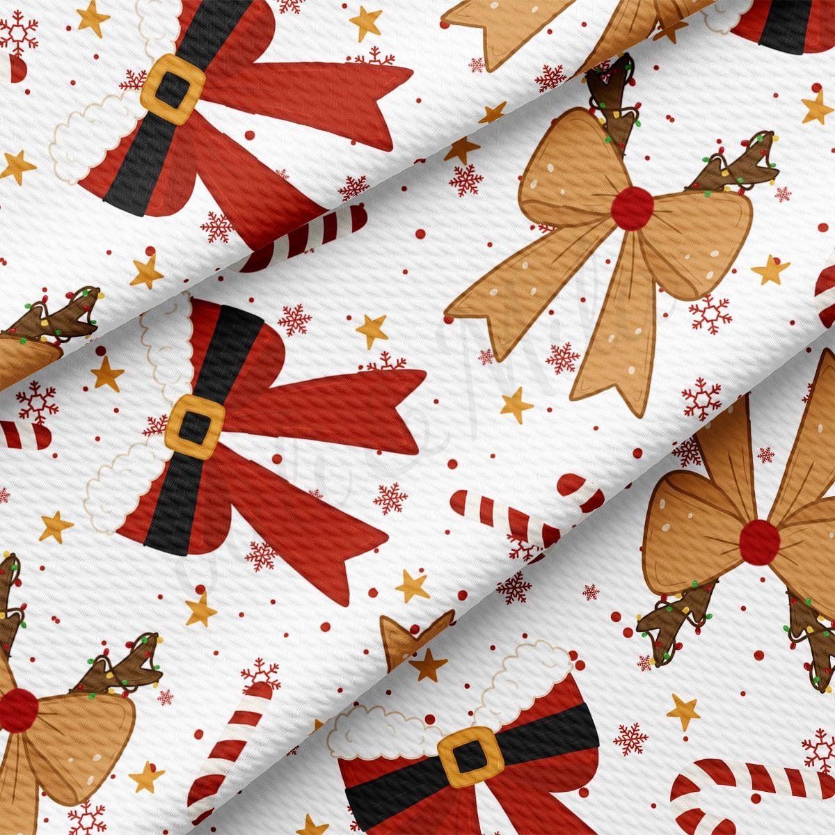 a festive pattern with various Christmas-themed elements, including bows, candy canes, and snowflakes. The pattern is composed of multiple images, creating a visually appealing and intricate design.