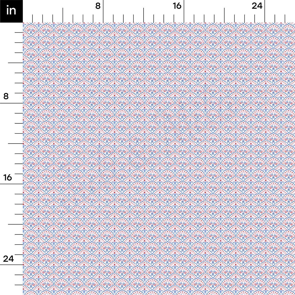 a ruler with a blue and pink pattern on it