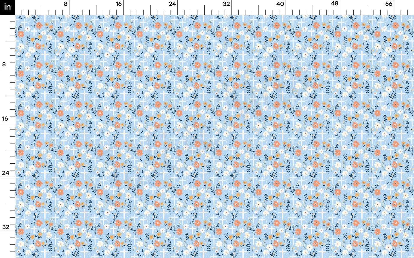 a blue and orange pattern with a ruler