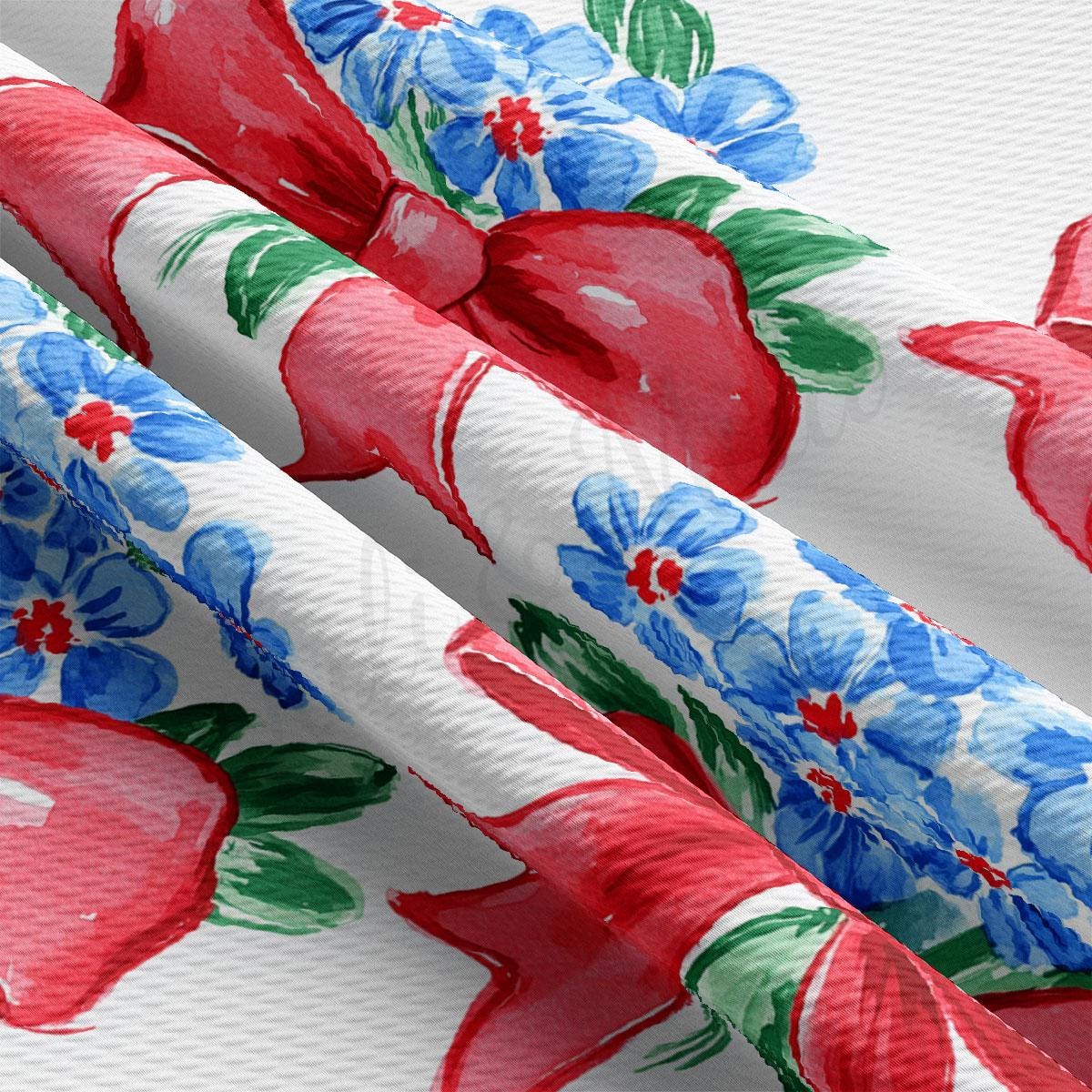 a red, white, and blue flowered design on a white background