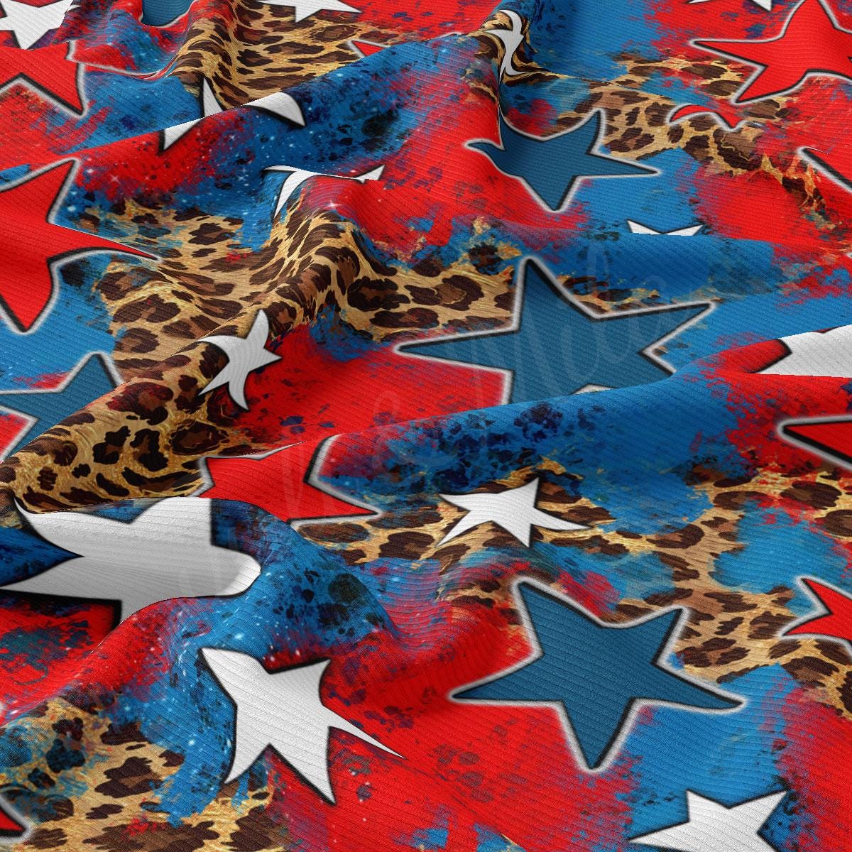 a red, white, and blue background with stars