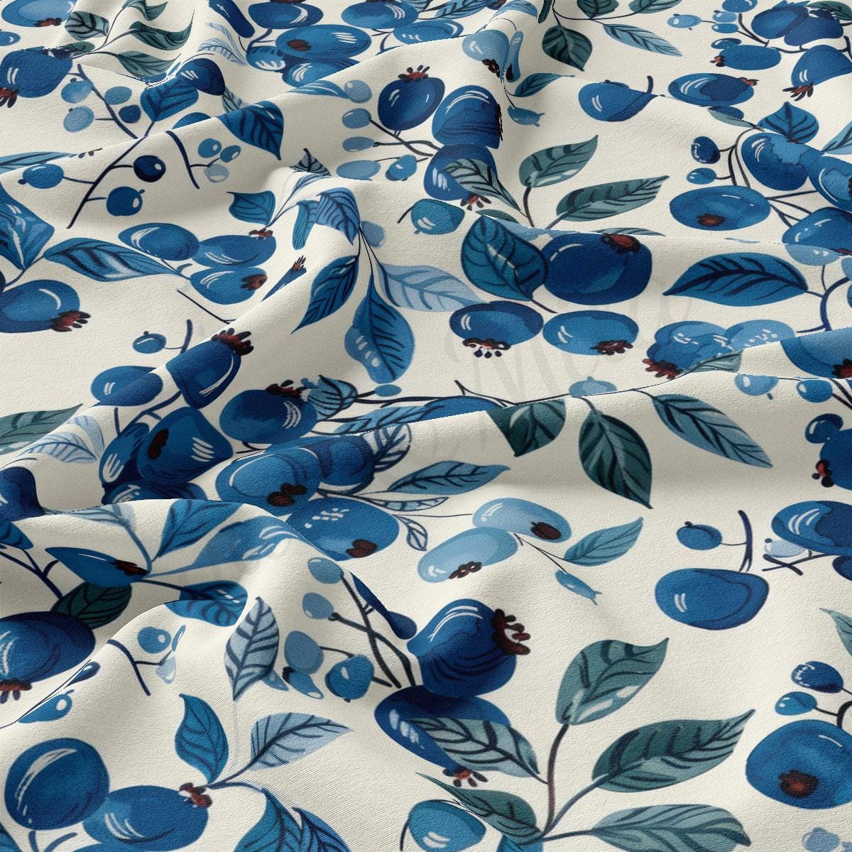 a blue and white floral print fabric