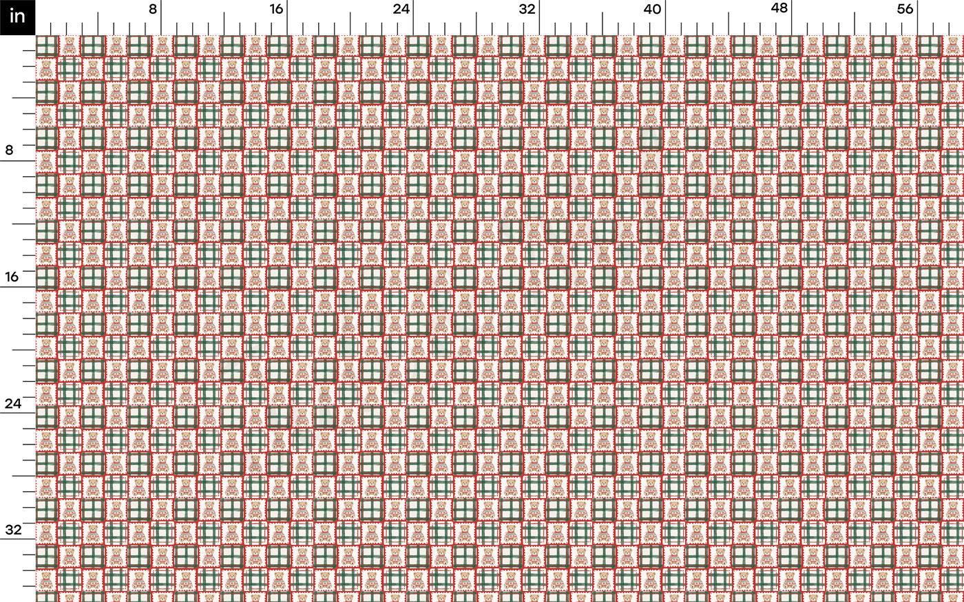 The image is a large grid of red and green squares, with each square having a small white border. The squares are arranged in a repeating pattern, creating a visually striking and intricate design. The image does not contain any text or additional objects, and the grid is composed of squares of varying sizes, contributing to the overall complexity and depth of the pattern.