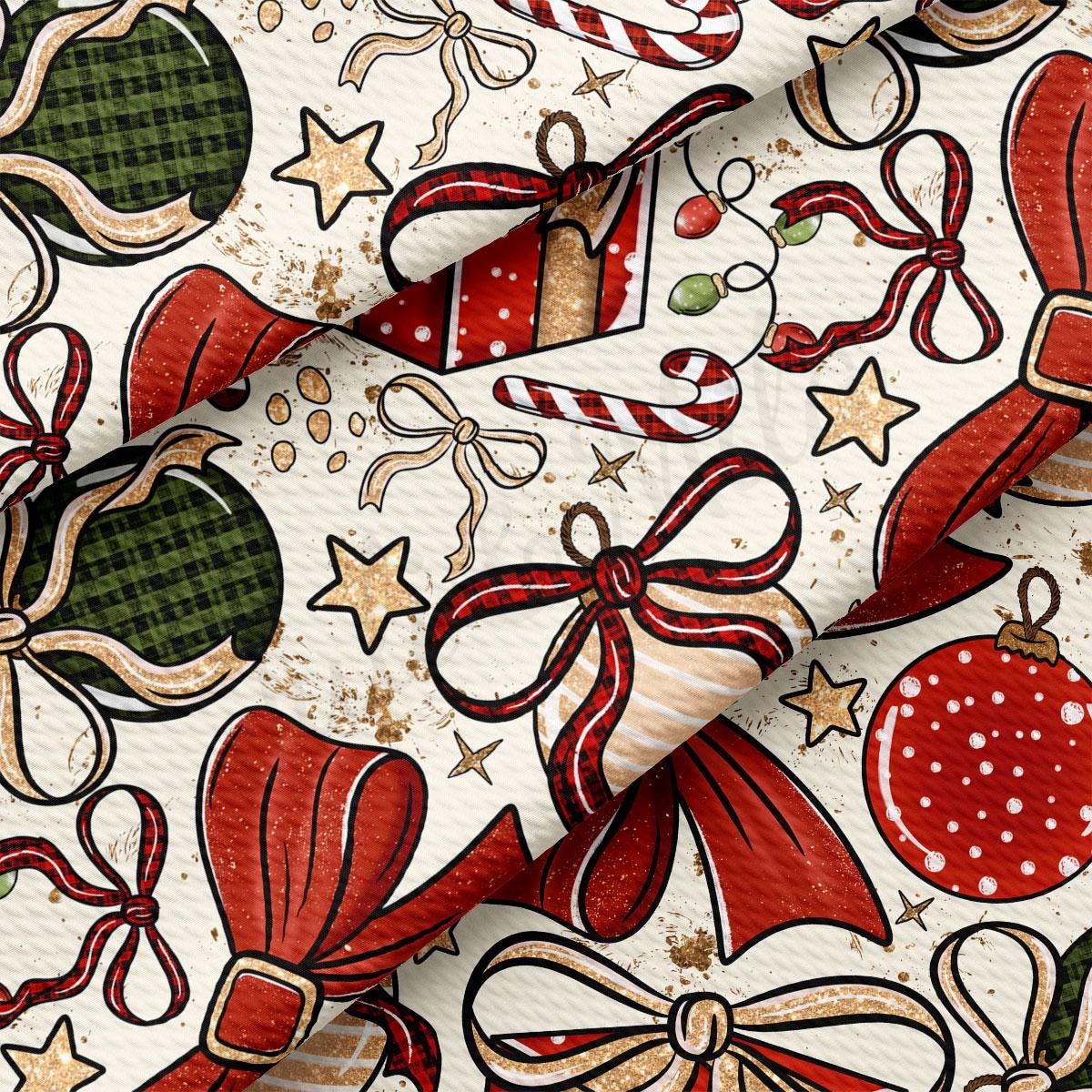 The image is a collage of various Christmas-themed illustrations, including Christmas trees, ornaments, ribbons, and stars, all rendered in a festive and colorful style.