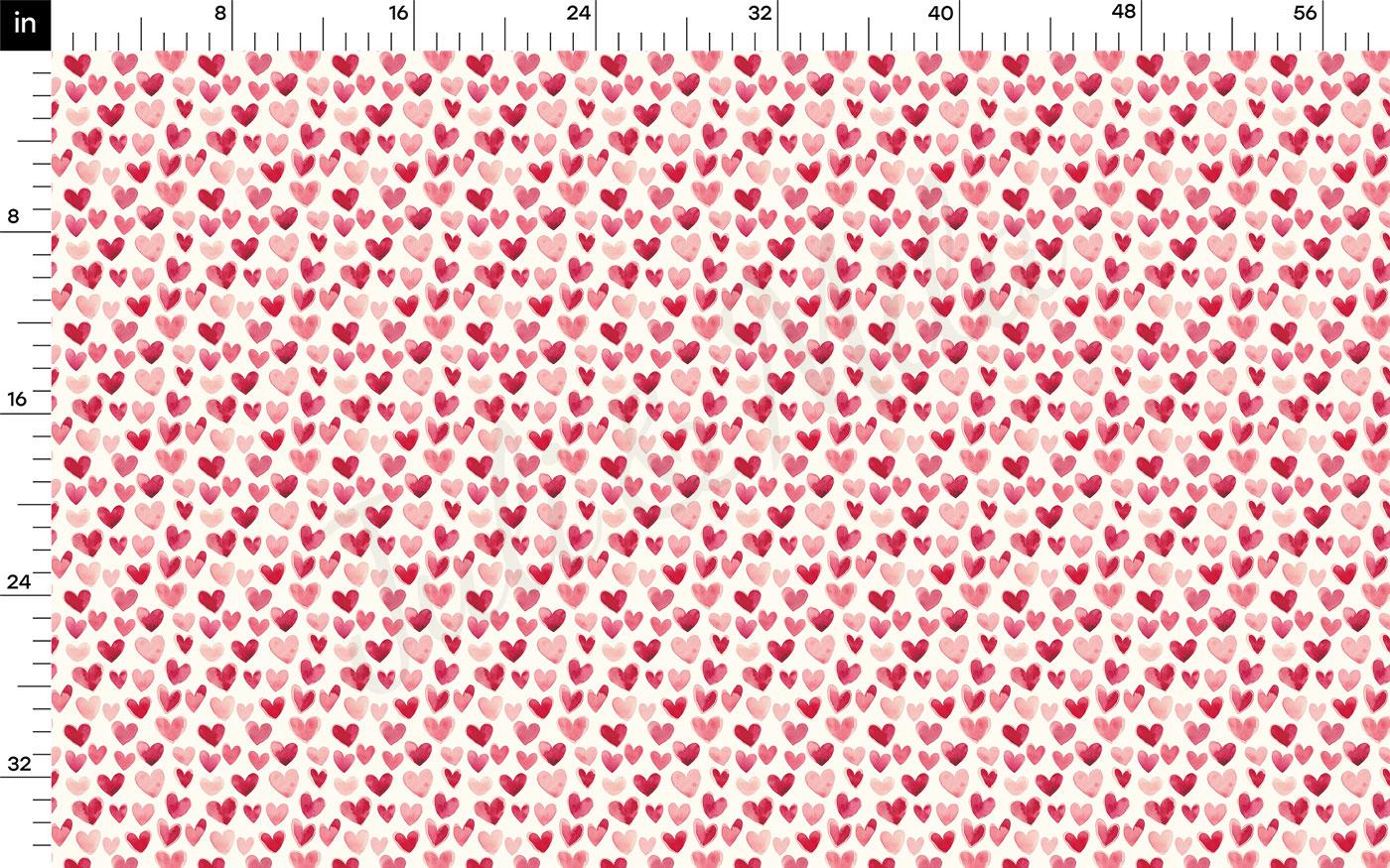 a repeating pattern of pink hearts on a white background. The pattern is composed of numerous small hearts, creating a visually striking and vibrant design. The image does not contain any text or additional objects, and the relative positions of the hearts to each other remain consistent throughout the pattern.
