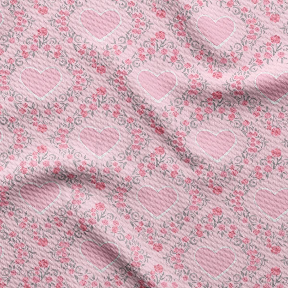 a pink background with hearts and flowers