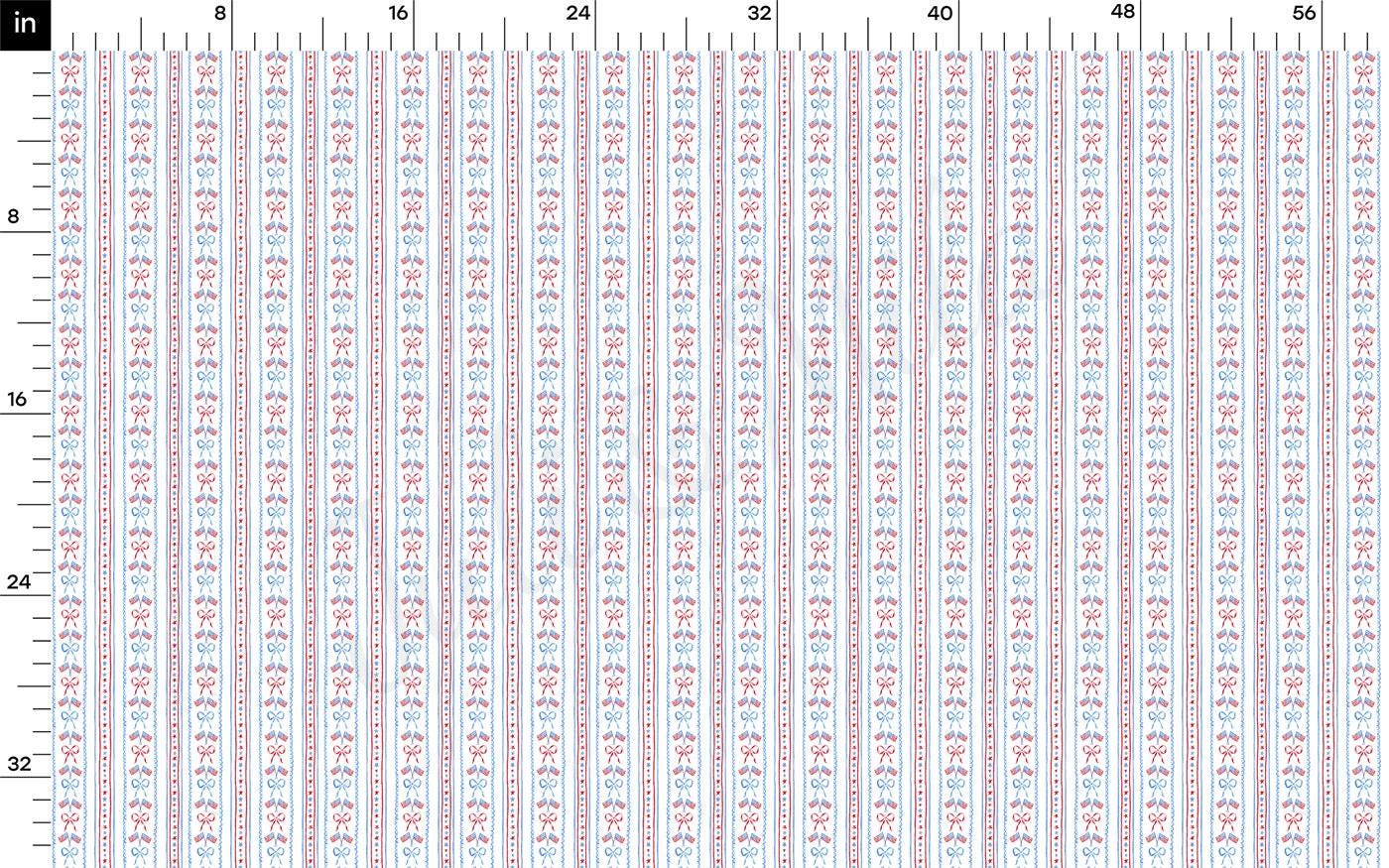 a large ruler with a red, white and blue pattern on it