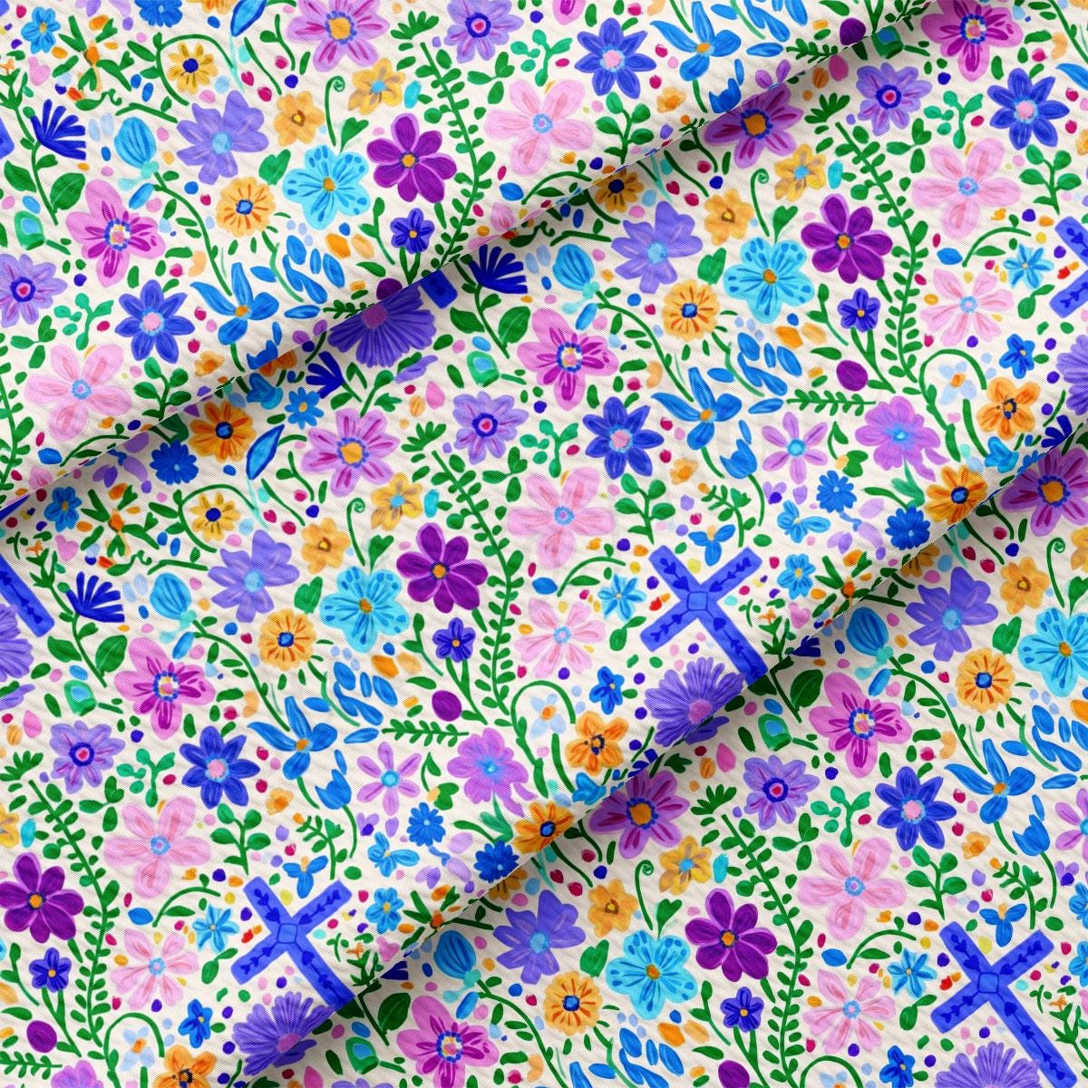 a colorful floral pattern on a white background