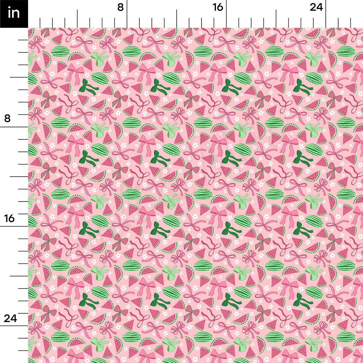 a ruler with a pink and green pattern on it