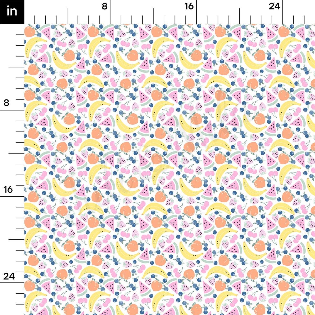 a ruler with a pattern of bananas and flowers